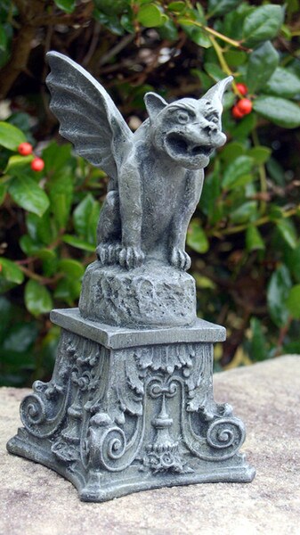 Florentine Gargoyle Sculpture with Base Corinthian Winged Gothic Figurine